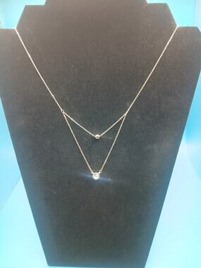 Marlyn Schiff Necklace Floating Bead & Sparkling Bezel Set Crystal Pendant